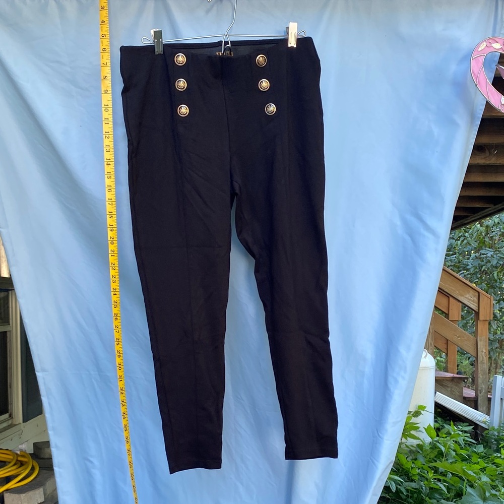 Truth Black Pants with Gold Buttons